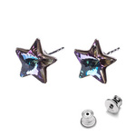 Silver 925 earrings with Swarovski crystals Stars 10mm Vitrail Light