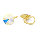 Earrings gilded 925 silver with Swarovski Rivoli 12mm Crystal AB F crystals