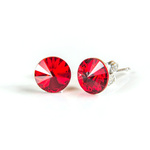 Silver 925 Earrings with Swarovski Rivoli 8mm Light Siam Crystals