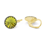 Earrings gilded 925 silver with Swarovski Rivoli 12mm Olivine crystals