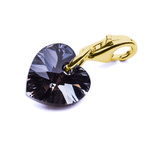 Charms pendant for bracelet silver 925 gold plated with Swarovski crystals Heart 10mm Silver Night