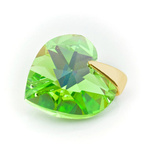 Sterling silver 925 gold plated pendant with Swarovski crystals Heart 14mm Peridot AB
