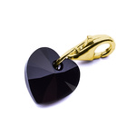 Charms pendant for bracelet silver 925 gold plated with Swarovski crystals Heart 10mm Jet
