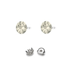 Silver 925 Earrings with Swarovski Rose 4.5mm Moonlight Crystals