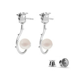 Silver 925 rose earrings with Swarovski pearls 8mm Pastel Rose