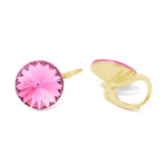 Gold plated 925 silver earrings with Swarovski Rivoli 12mm Rose crystals