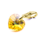 Charms pendant for bracelet silver 925 gold plated with Swarovski crystals Heart 10mm Light Topaz AB