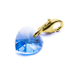Charms pendant for bracelet silver 925 gold plated with Swarovski crystals Heart 10mm Light Sapphire