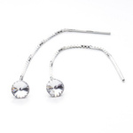 Silver 925 long earrings with kr. Swarovski Rivoli 6mm Crystal