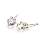 Sterling Silver 925 Earrings with Swarovski Cube 4mm Vitrail Light Crystals
