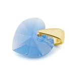 Sterling silver 925 gold plated pendant with Swarovski crystals Heart 10mm Air Blue Opal