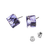 Silver 925 earrings with Swarovski Cube 8mm Violet crystals