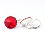 Silver 925 earrings with Swarovski Rivoli 12mm Light Siam crystals
