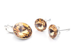 925 silver set of earrings + pendant with Swarovski Rivoli 8/12mm Light Peach crystals