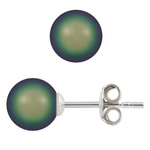 Kolczyki srebrne 925 z perłami Swarovski 10mm Scarabaeus Green