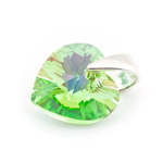 925 silver pendant with Swarovski crystals Heart 10mm Peridot AB