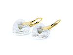 Gold plated 925 silver earrings with Swarovski crystals Hearts 14mm Moonlight