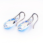 Silver 925 earrings with Swarovski crystals Almonds 22mm Crystal AB