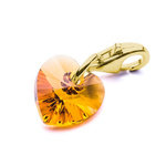 Charms pendant for bracelet silver 925 gold plated with Swarovski crystals Heart 10mm Topaz
