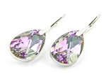 Silver 925 Earrings with Swarovski Crystals Almond 22mm Vitrail Light