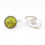 Silver 925 earrings with Swarovski Rivoli 12mm Olivine crystals
