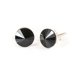 925 Silver Earrings with Swarovski Rivoli 8mm Jet Crystals