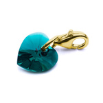 Charms pendant for bracelet silver 925 gold plated with Swarovski crystals Heart 10mm Emerald