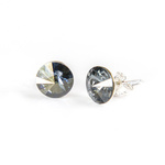 925 Silver Earrings with Swarovski Rivoli 8mm Blue Shade Crystals