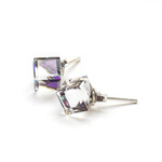 Silver 925 Swarovski Cube 6mm Heliotrope Earrings