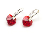 Silver 925 Earrings with Swarovski Crystals Hearts 10mm Siam