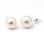925 Silver Earrings with Swarovski Elements 10mm Cream Pearls