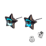 Silver 925 earrings with Swarovski crystals Stars 10mm Bermuda Blue