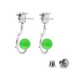 Silver 925 rose earrings with Swarovski pearls 8mm Neon Green