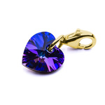 Charms pendant for bracelet silver 925 gold plated with Swarovski crystals Heart 10mm Heliotrope