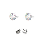 Silver 925 Earrings with Swarovski Rose 4.5mm Crystal AB Crystals