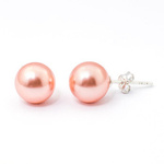 925 Silver Earrings with Swarovski Elements 10mm Rose Peach Pearls