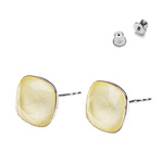 925 Silver Earrings with Swarovski Square 10mm Powder Yellow Crystals