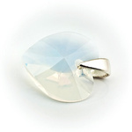 925 silver pendant with Swarovski crystals Heart 14mm White Opal
