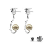 Sterling Silver Earrings 925 Roses with Swarovski Pearls 8mm Platinium