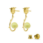 Silver 925 gold plated rose earrings with Swarovski pearls 8mm Pastel Yellow