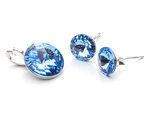 925 silver set of earrings + pendant with Swarovski Rivoli 8/12mm Light Sapphire crystals
