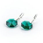 925 silver earrings with Swarovski Octagon 14mm Emerald crystals