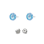925 Silver Earrings with Swarovski Rose 4.5mm Electric Blue Delite Crystals