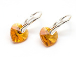 Silver 925 Earrings with Swarovski Crystals Hearts 10mm Topaz