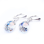 Silver 925 earrings with Swarovski crystals Almonds 22mm Crystal AB