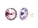 Silver 925 Earrings with Swarovski Rivoli 12mm Light Amethyst Crystals