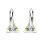 Silver 925 Swarovski Triangle 12mm Crystal AB Earrings