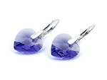 Silver 925 Earrings with Swarovski Crystals Hearts 14mm Tanzanite
