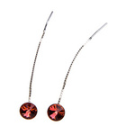Silver Long Earrings with Swarovski Rivoli Crystals 8mm Padparadscha