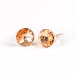 925 Silver Earrings with Swarovski Rivoli 6mm Light Peach Crystals